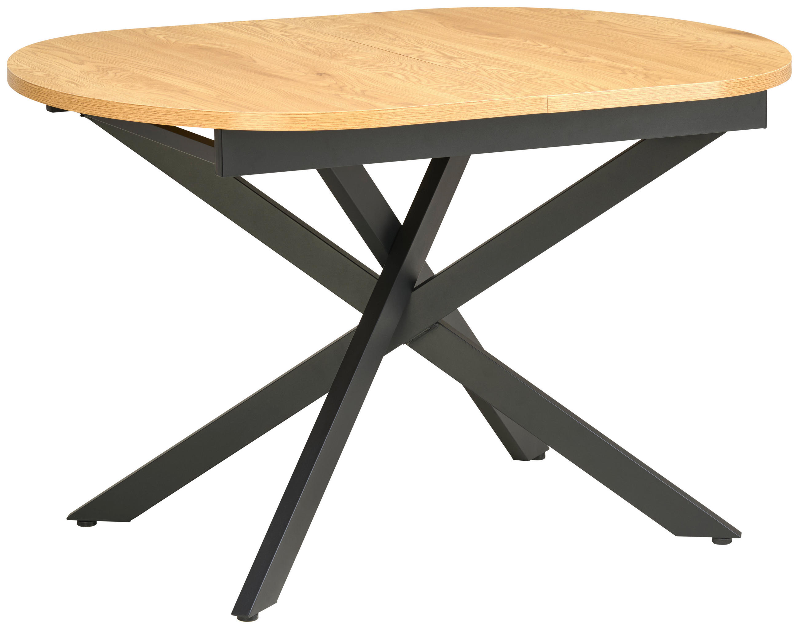 AUSZIEHTISCH - Eichefarben/Schwarz, KONVENTIONELL, Holzwerkstoff/Metall (120-160/75/90cm) - MID.YOU