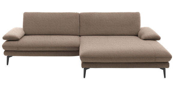 ECKSOFA  in Velours Hellbraun  284/184 cm  - Hellbraun/Schwarz, Design, Textil/Metall (284/184cm) - Dieter Knoll