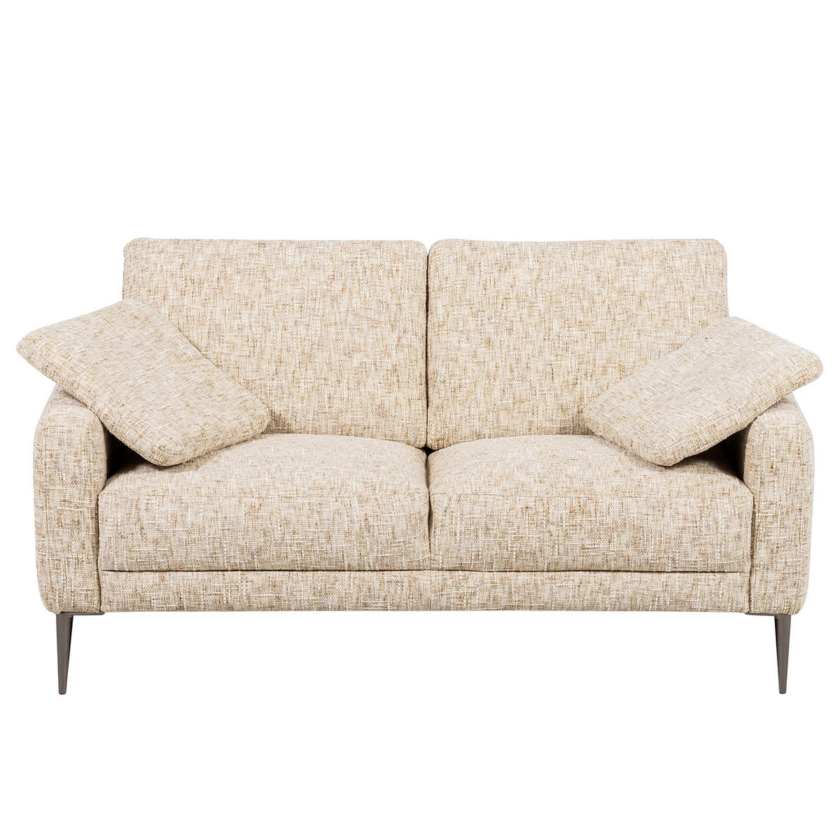 2-SITZER-SOFA Webstoff Beige  - Beige/Schwarzchrom, Design, Textil/Metall (157/85/92cm) - Livetastic