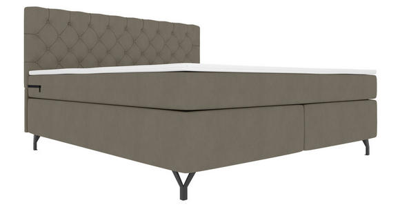 BOXSPRINGBETT 180/200 cm  in Graubraun  - Graubraun/Schwarz, KONVENTIONELL, Textil/Metall (180/200cm) - Carryhome