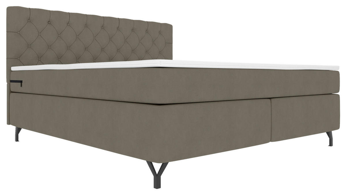 BOXSPRINGBETT 180/200 cm  in Graubraun  - Graubraun/Schwarz, KONVENTIONELL, Textil/Metall (180/200cm) - Boxxx