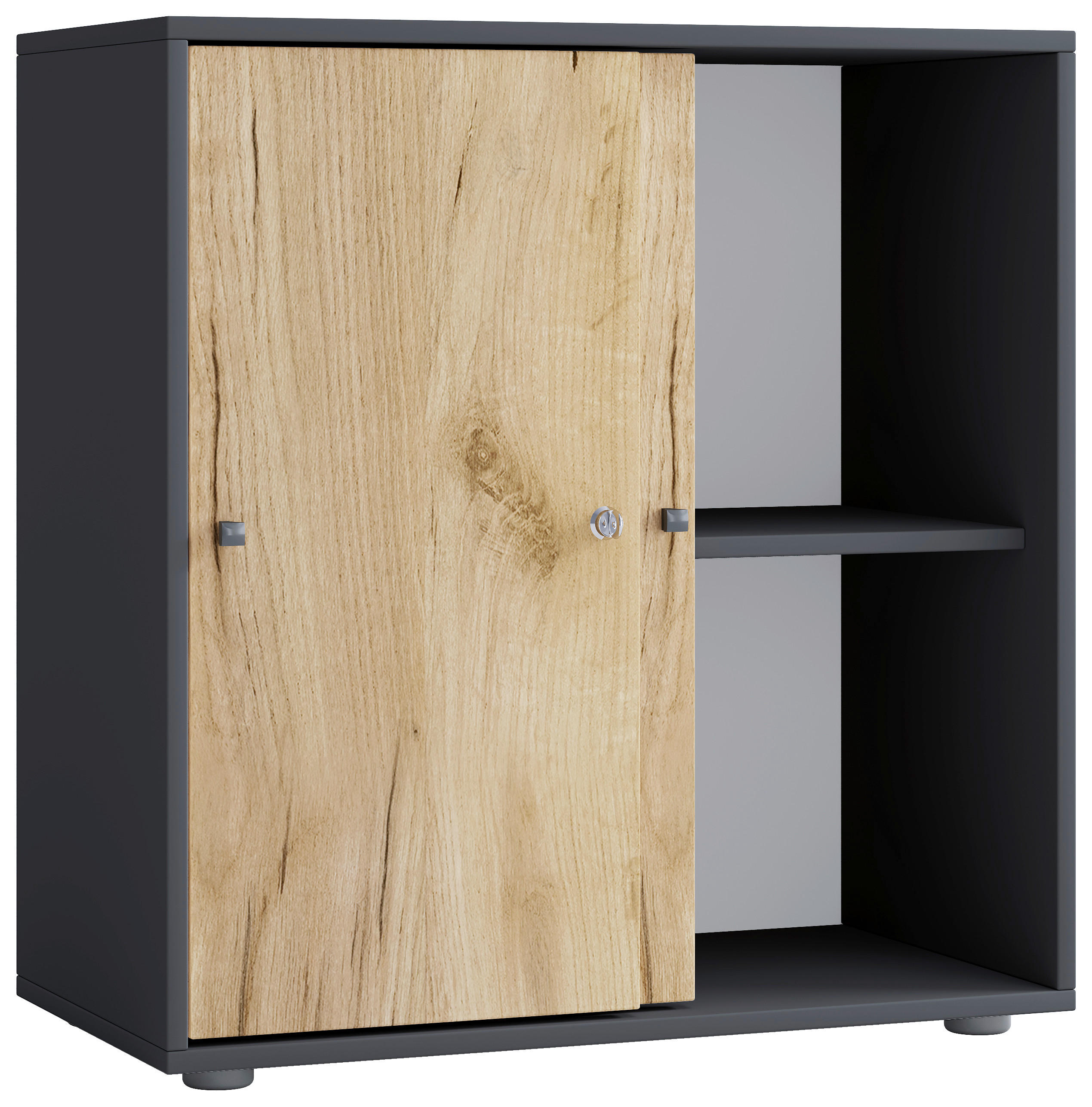 ARKIVHYLLA 70/74/37 cm  - honungsek/svart, Design, trämaterial/plast (70/74/37cm) - MID.YOU