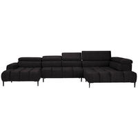 WOHNLANDSCHAFT in Samt, Webstoff Anthrazit  - Anthrazit/Schwarz, Design, Textil/Metall (177/385/216cm) - Welnova