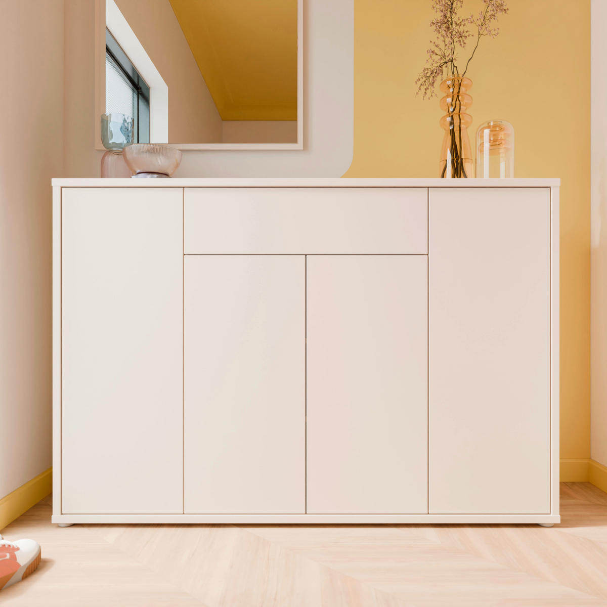 SCHUHSCHRANK Sandfarben  - Sandfarben/Grau, MODERN, Holzwerkstoff/Kunststoff (143,9/99,1/34,9cm) - Carryhome