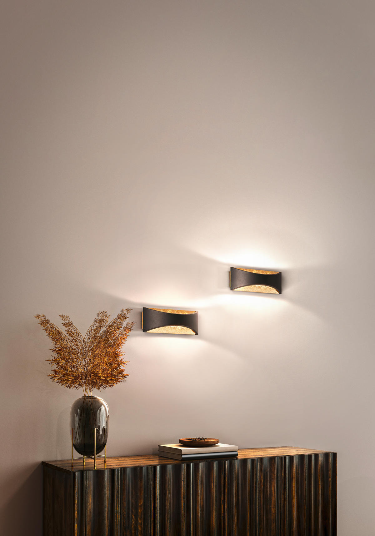 LED-WANDLEUCHTE - Goldfarben/Schwarz, Design, Metall (9/22.5/7.7cm) - Fischer & Honsel