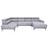 WOHNLANDSCHAFT Hellgrau Velours  - Hellgrau/Schwarz, Design, Textil/Metall (191/340/172cm) - Stylife