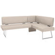 ECKBANK 173/160 cm  in Creme, Edelstahlfarben  - Edelstahlfarben/Creme, Design, Textil/Metall (173/160cm) - Dieter Knoll