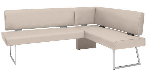 ECKBANK 173/160 cm  in Creme, Edelstahlfarben  - Edelstahlfarben/Creme, Design, Textil/Metall (173/160cm) - Dieter Knoll