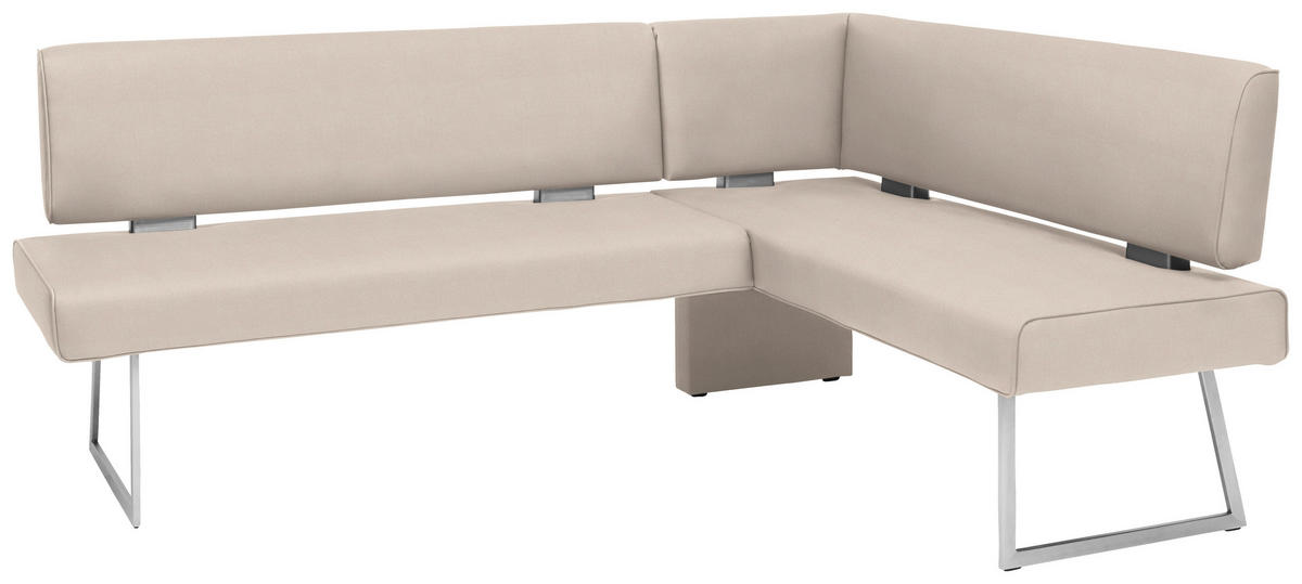 ECKBANK 219/160 cm  in Creme, Edelstahlfarben  - Edelstahlfarben/Creme, Design, Textil/Metall (219/160cm) - Dieter Knoll