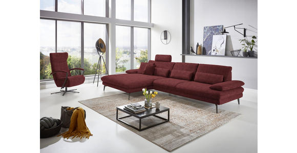 ECKSOFA in Velours Weinrot 180/310 cm - Weinrot/Schwarz, Design, Textil/Metall (180/310cm) - Dieter Knoll