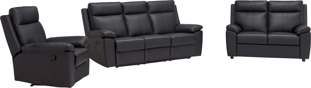 SOFFGRUPP i läderimitation kombination läder/läderimitation svart  - svart/cremefärgad, Klassisk, läder/textil - Xora