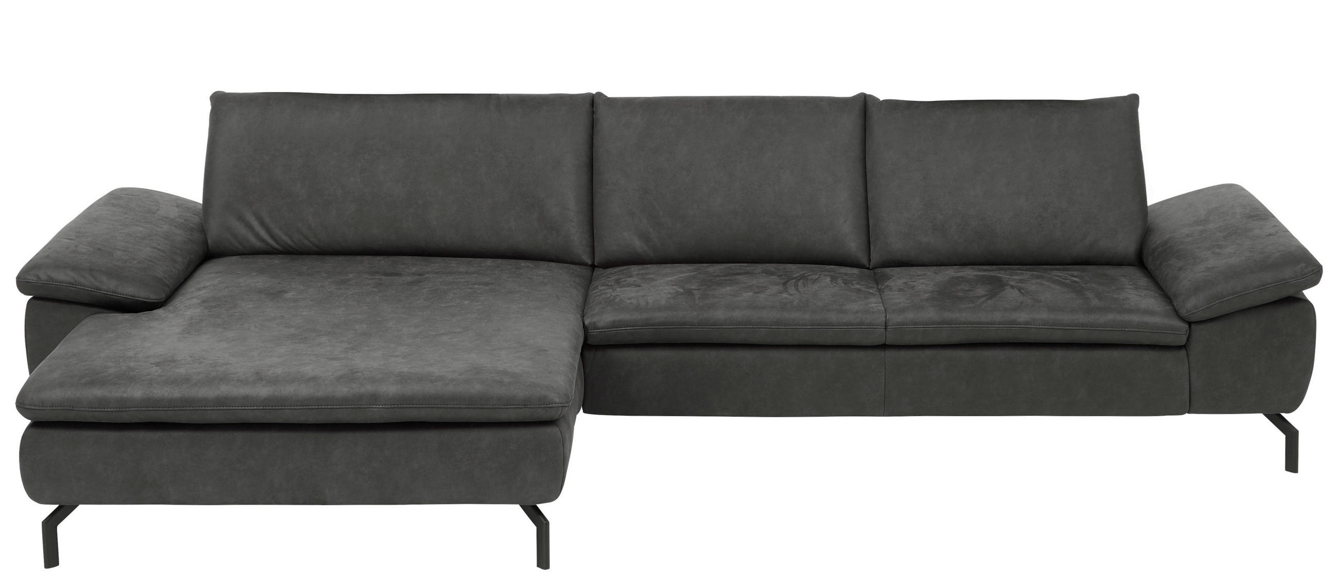 ECKSOFA Anthrazit Mikrofaser  - Anthrazit/Schwarz, Design, Textil/Metall (181/341cm) - Dieter Knoll