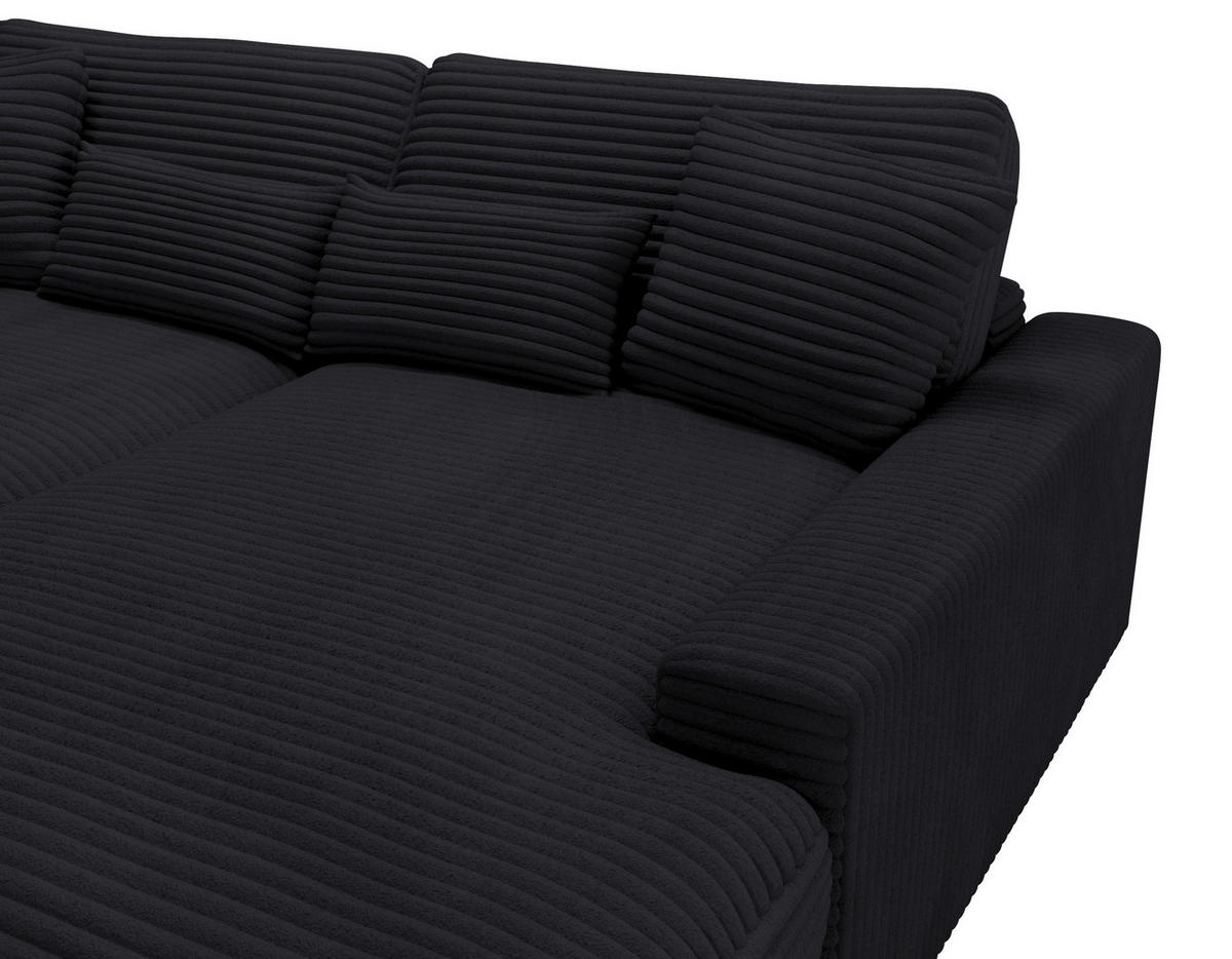 BIGSOFA in Cord Schwarz  - Schwarz, MODERN, Kunststoff/Textil (230/85/190cm) - Carryhome