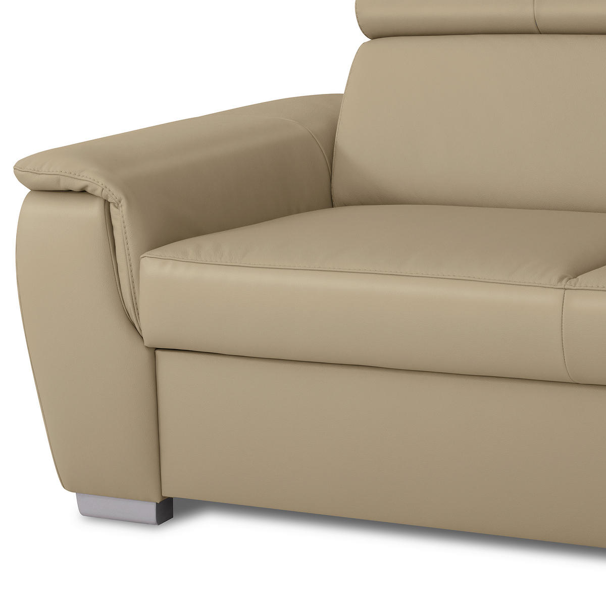 ECKSOFA  in Lederlook Echtleder Hellgrau  - Silberfarben/Hellgrau, Leder/Holz (262/211cm) - Celina Home