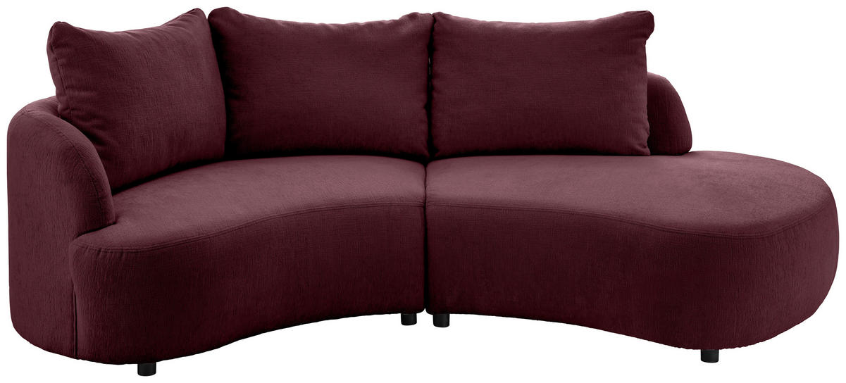 ECKSOFA Bordeaux Mikrofaser  - Bordeaux/Schwarz, MODERN, Kunststoff/Textil (139/250cm) - Livetastic