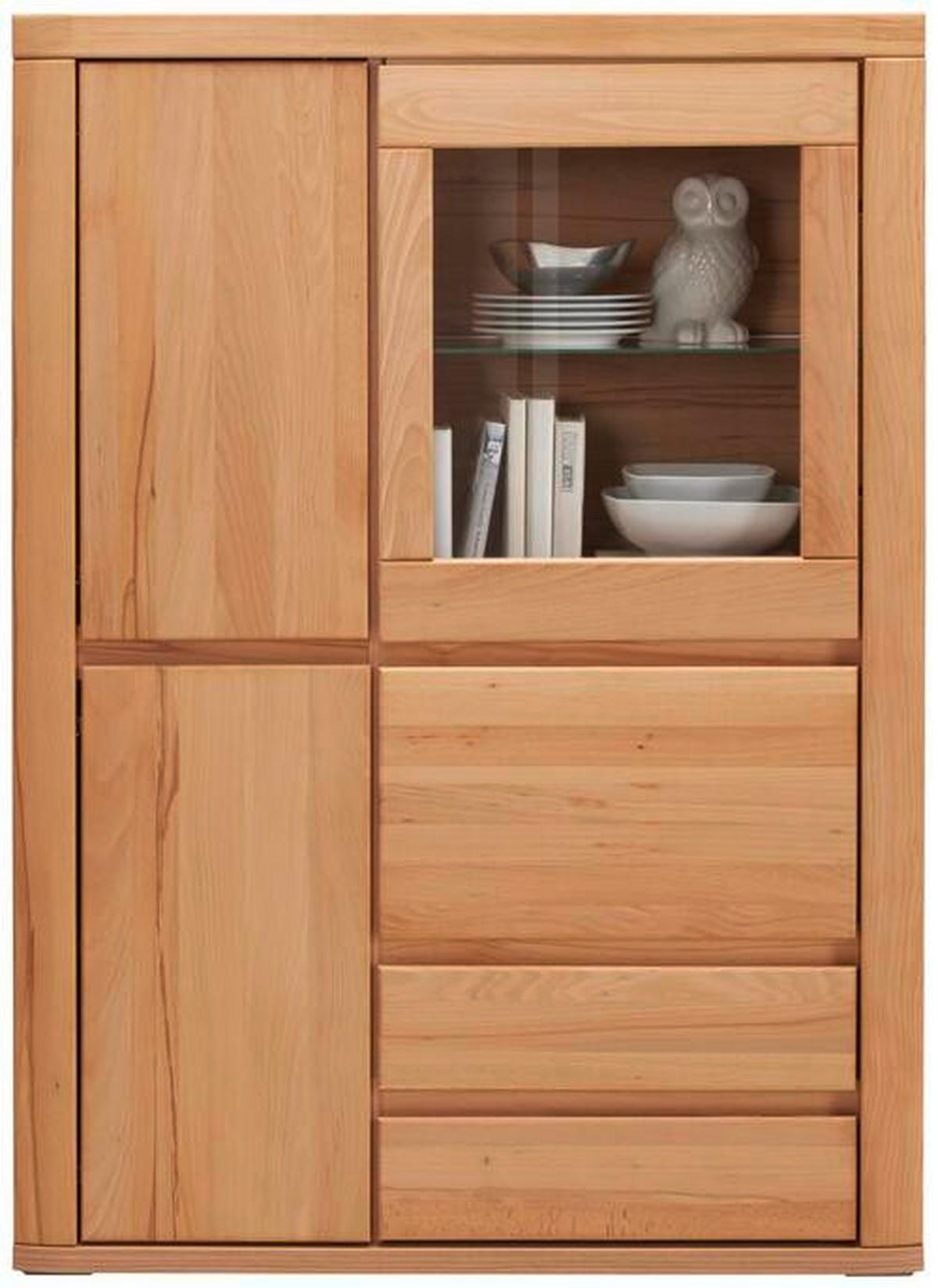 HIGHBOARD Kernbuche  99/140/38 cm  - Kernbuche/Grau, Konventionell, Glas/Holz (99/140/38cm) - Voleo