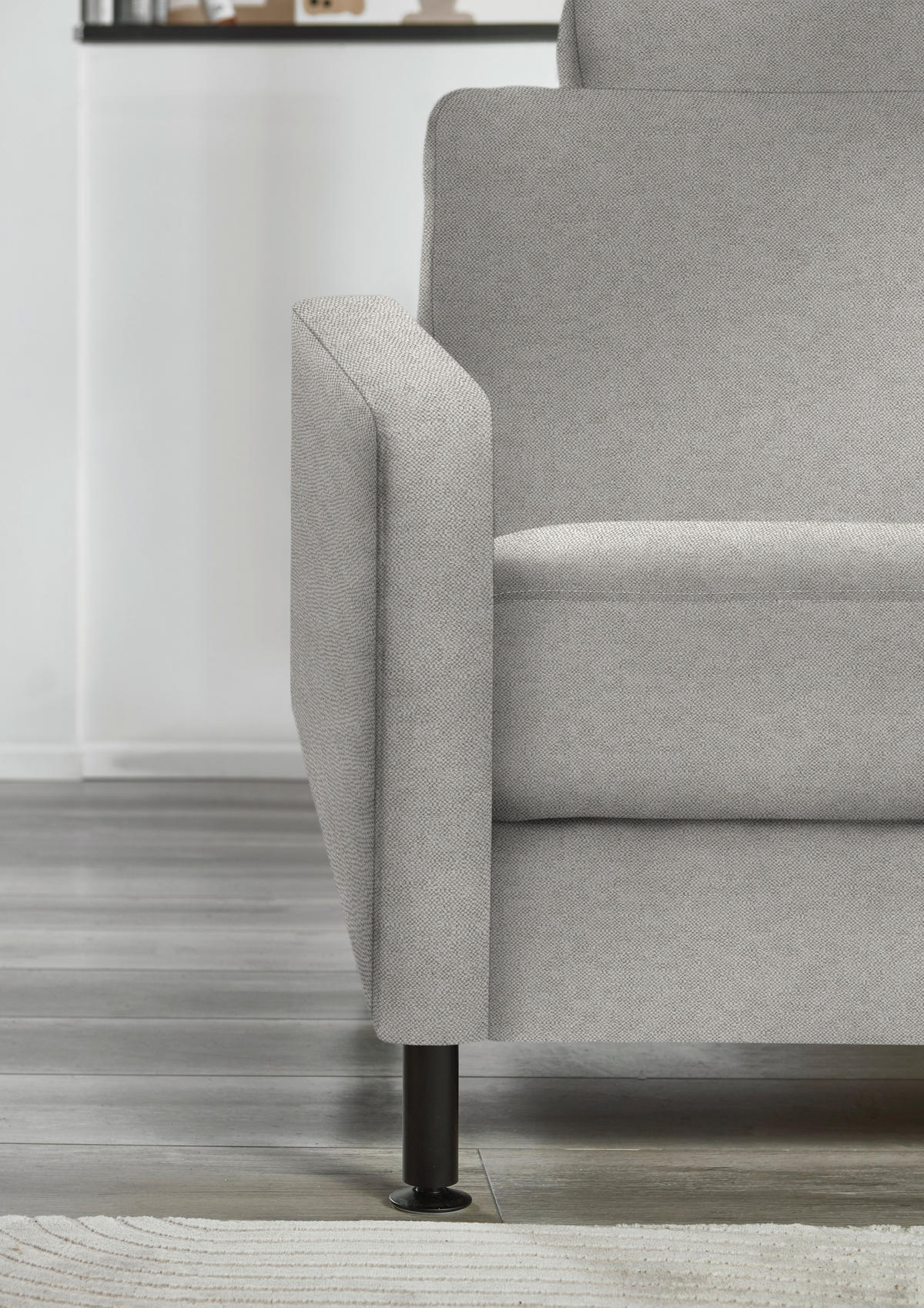 ECKSOFA  in Chenille, Flachgewebe Cappuccino  316/175 cm  - Schwarz/Cappuccino, Design, Textil/Metall (316/175cm) - Dieter Knoll