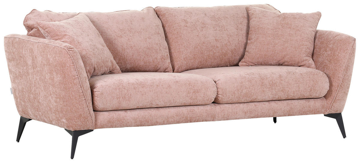 BIGSOFA in Flachgewebe Altrosa  - Schwarz/Altrosa, Konventionell, Textil/Metall (215/70/98cm) - Carryhome