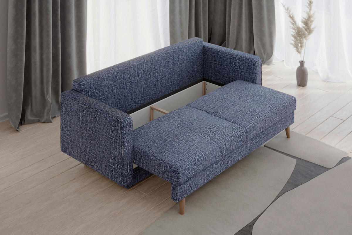 SCHLAFSOFA COCO in Blau  - Blau/Erlefarben, Design, Holzwerkstoff/Kunststoff (232/90/97cm) - MID.YOU