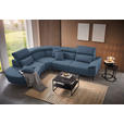 ECKSOFA in Velours Blau  264/299 cm  - Blau/Schwarz, Design, Textil/Metall (264/299cm) - Novel