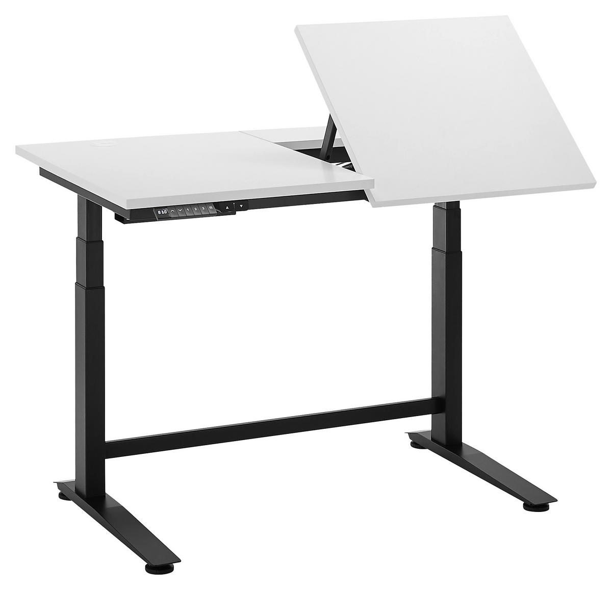 SCHREIBTISCH 120/77/66-129 cm  in Schwarz, Weiß  - Schwarz/Weiß, MODERN, Holzwerkstoff/Metall (120/77/66-129cm) - Carryhome