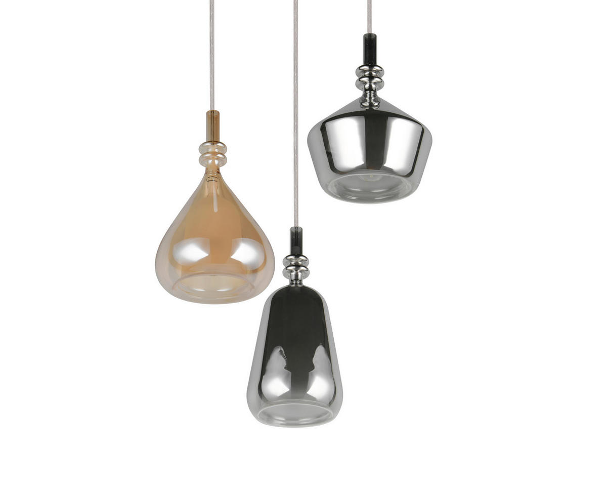 PENDELLEUCHTE ALDEA 28/200 cm   - Chromfarben/Hellbraun, Trend, Glas/Metall (28/200cm) - Trio Leuchten