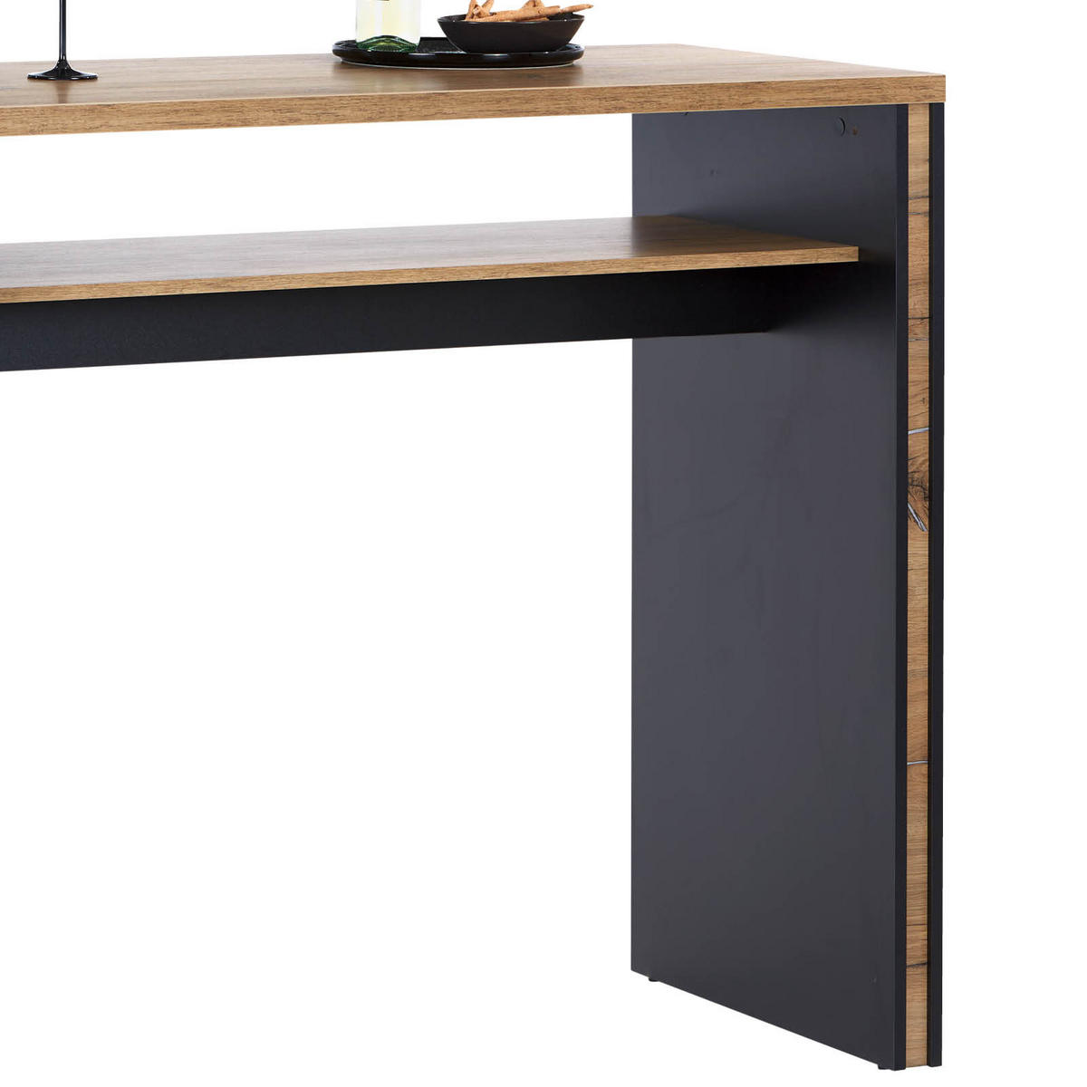 BARTISCH rechteckig Schwarz, Eichefarben  - Eichefarben/Schwarz, MODERN, Holzwerkstoff (138/55/110,5cm) - home24