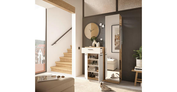 GARDEROBE in 105/188/38 cm - Eichefarben/Creme, Basics, Glas/Holzwerkstoff (105/188/38cm) - Xora