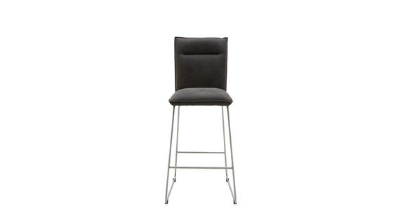 BARHOCKER Mikrofaser Anthrazit, Edelstahlfarben - Edelstahlfarben/Anthrazit, Design, Textil/Metall (56/114/62cm) - Valnatura