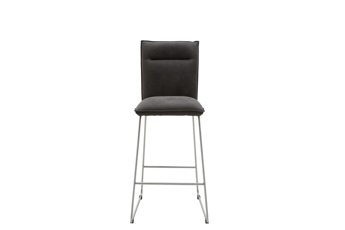 BARHOCKER Mikrofaser Anthrazit, Edelstahlfarben  - Edelstahlfarben/Anthrazit, Design, Textil/Metall (56/114/62cm) - Valnatura