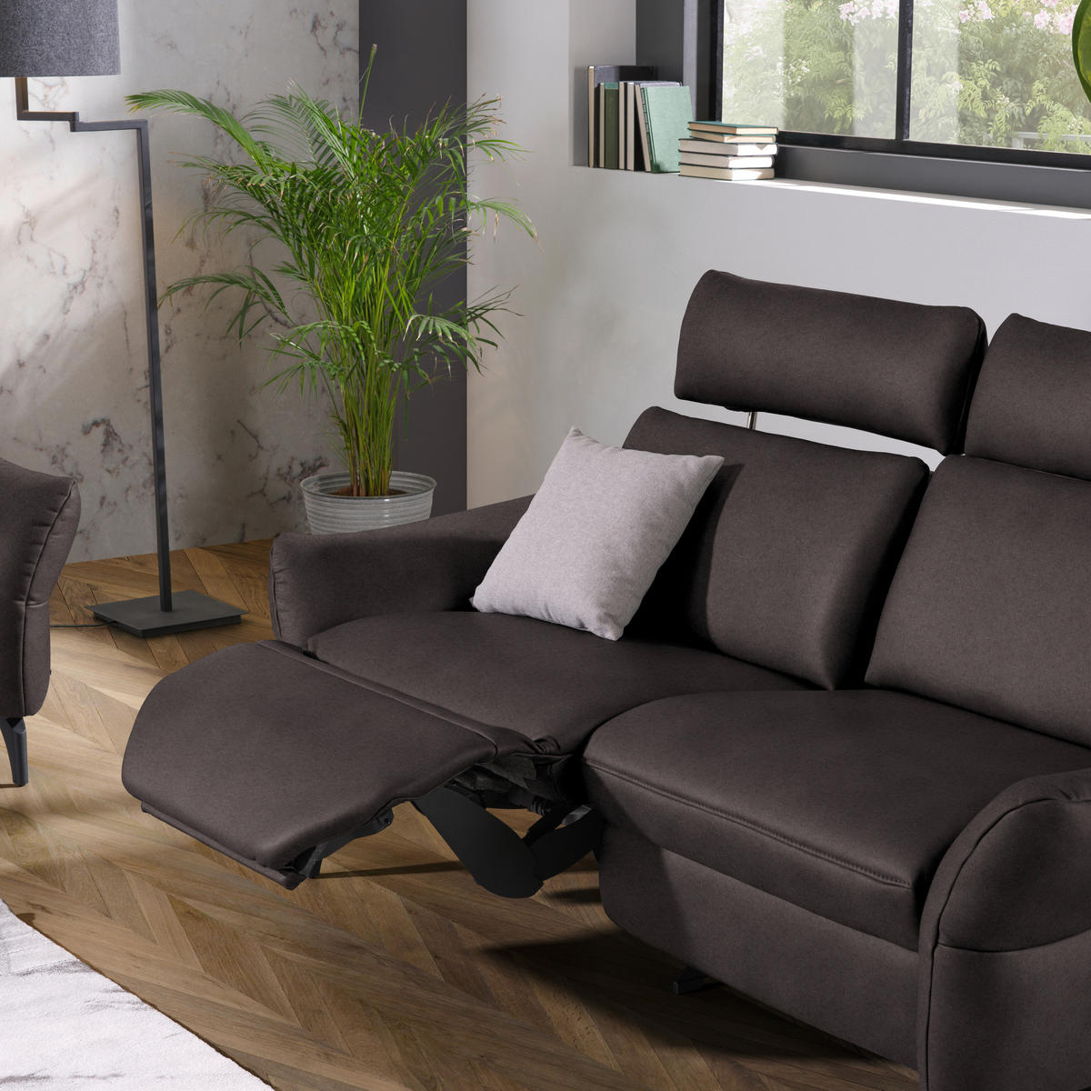 2-SITZER-SOFA in Leder Dunkelbraun  - Anthrazit/Dunkelbraun, Design, Leder/Metall (187/92/97cm) - Himolla Komfortklass