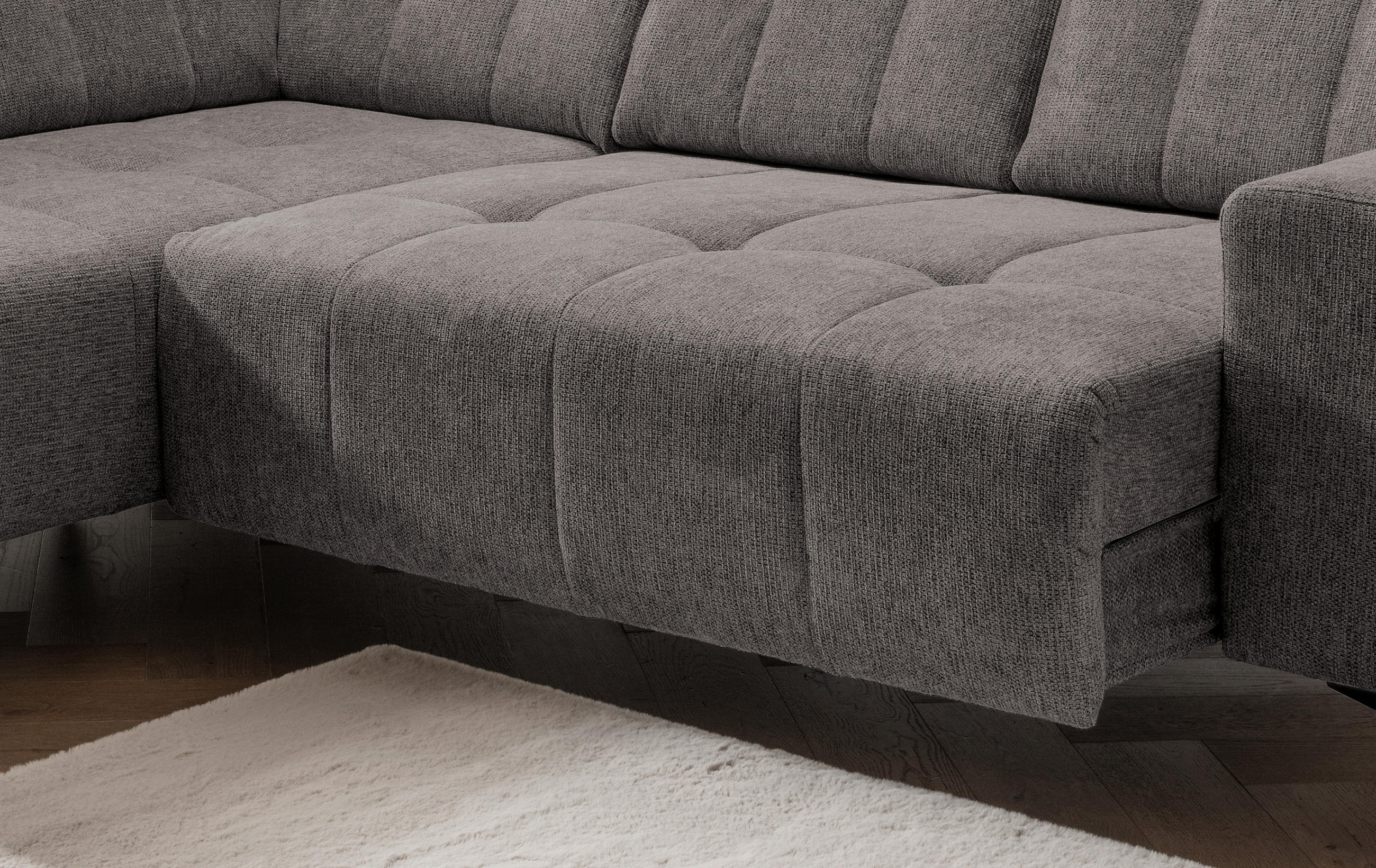 Thumbnail - Livetastic Ecksofa, Graubraun, Textil, Uni, 4-Sitzer, Ottomane links, L-Form, 261x200 cm, Made in EU, Typenauswahl, Stof...