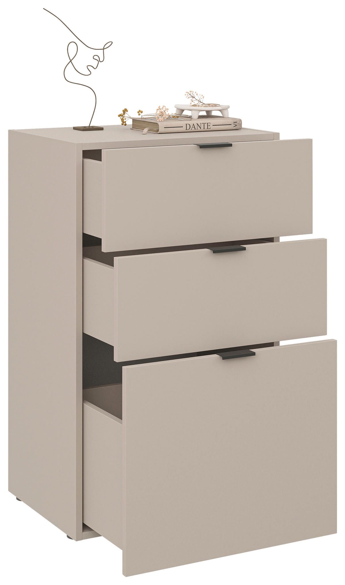 KOMMODE , 52,4/87,4/40,1 cm, 3 Schublade(n)  - Taupe/Schwarz, MODERN, Holzwerkstoff/Kunststoff (52,4/87,4/40,1cm) - Carryhome