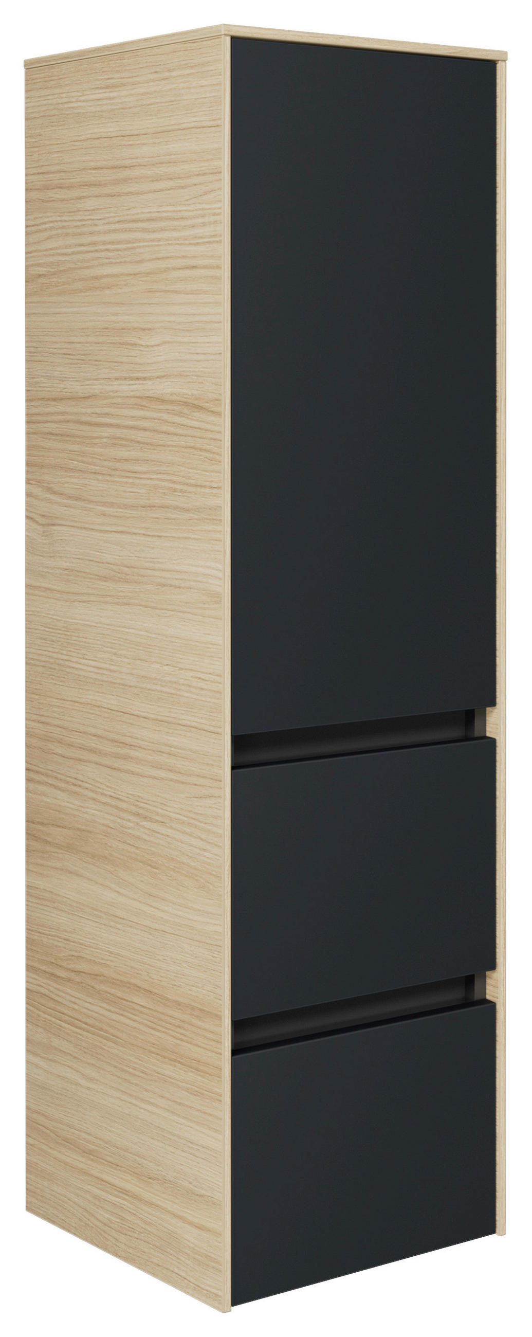 MIDISCHRANK 37/121/33 cm  - Eichefarben/Schwarz, MODERN, Glas/Holzwerkstoff (37/121/33cm) - Dieter Knoll