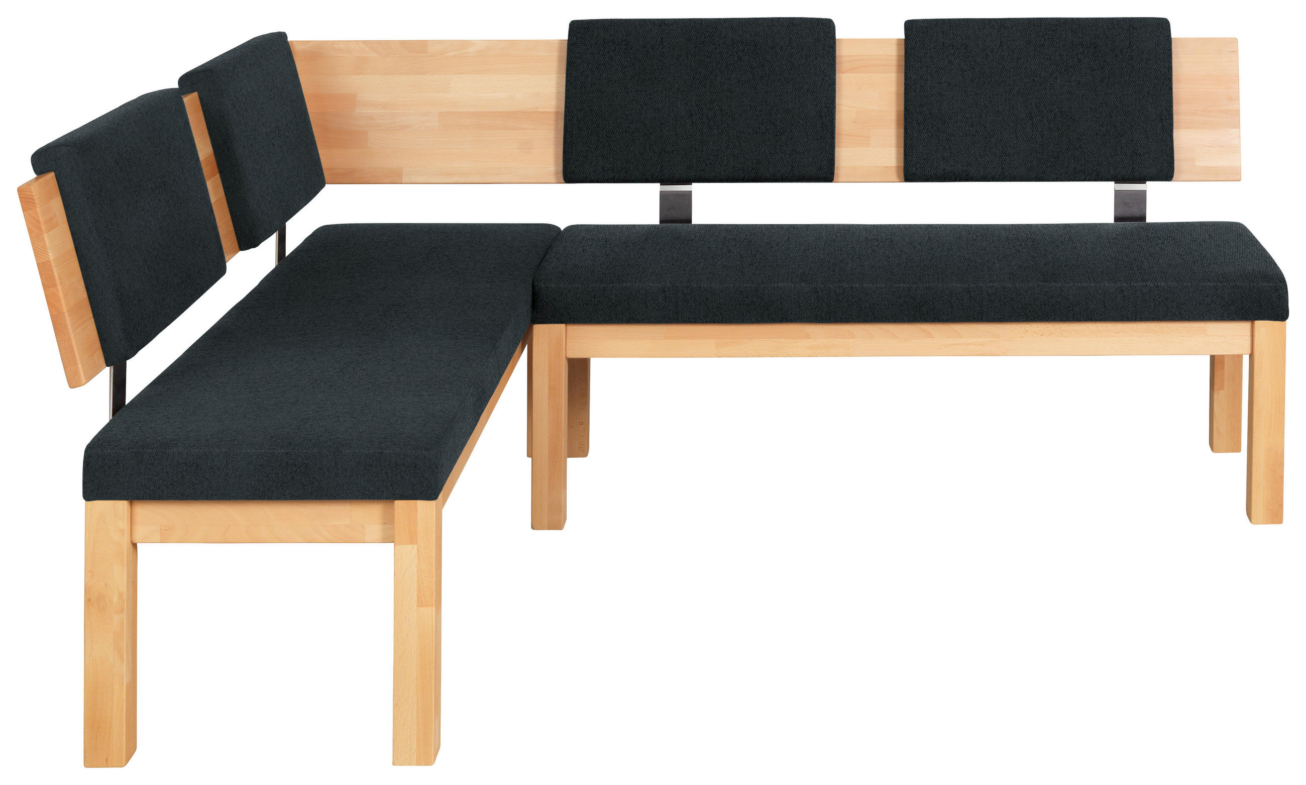 ECKBANK 160/200 cm  in Schwarz, Buchefarben  - Buchefarben/Schwarz, Natur, Holz/Textil (160/200cm) - Cantus