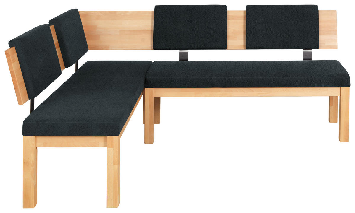 ECKBANK 160/200 cm  in Schwarz, Buchefarben  - Buchefarben/Schwarz, Natur, Holz/Textil (160/200cm) - Cantus