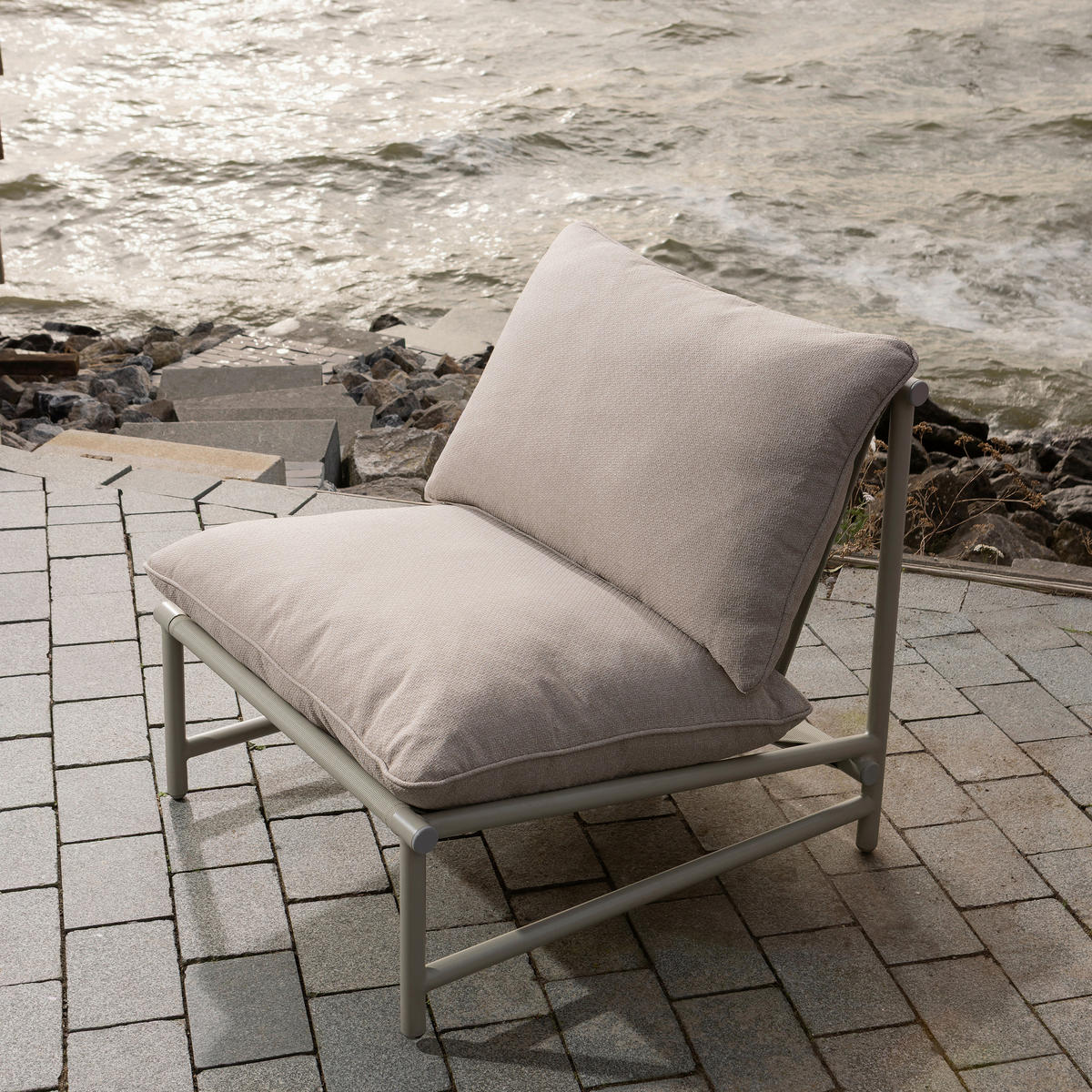 GARTENSESSEL Metall, Textil Sandfarben  - Sandfarben, MODERN, Textil/Metall (82/75/75cm) - Livetastic