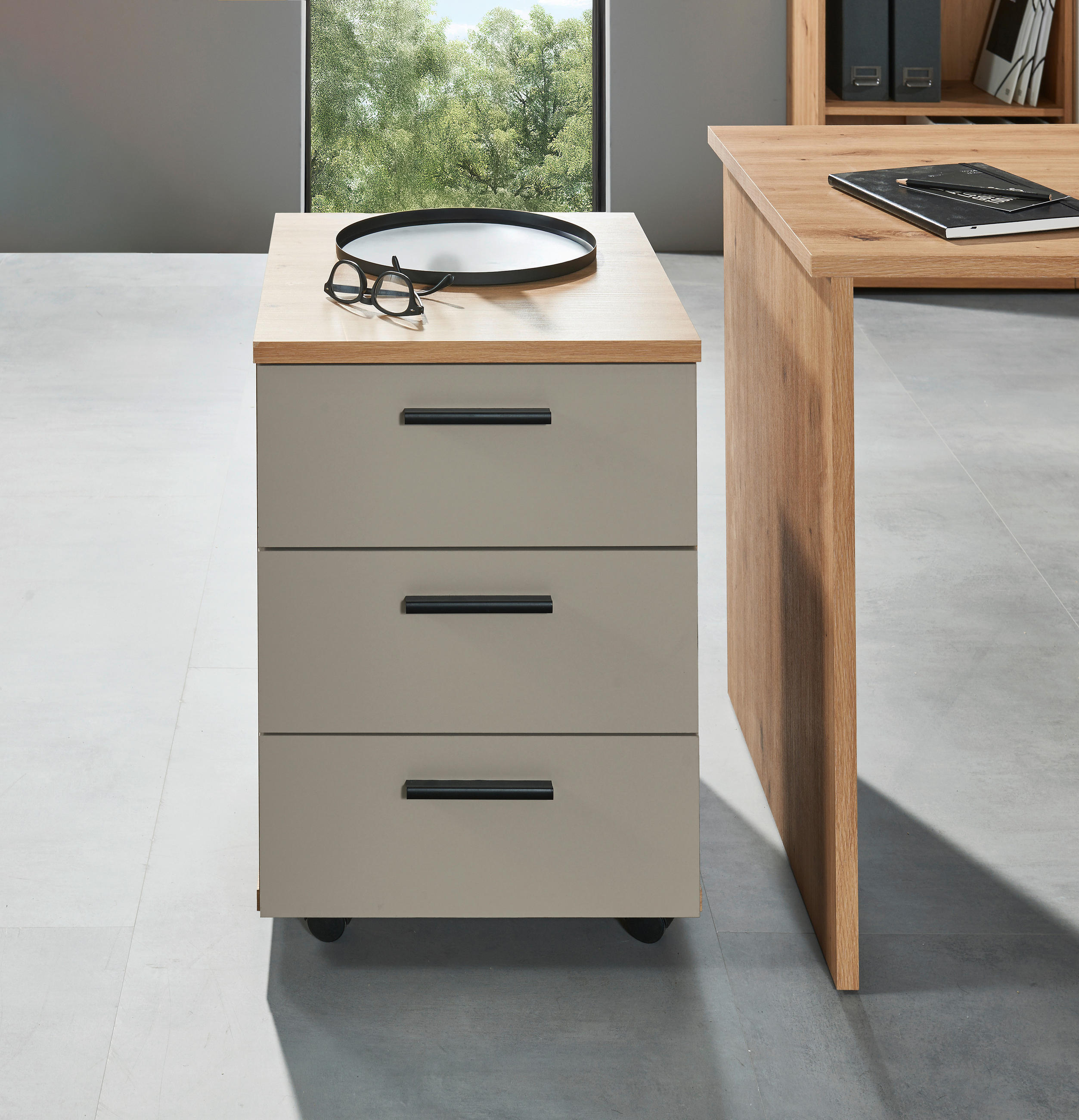 ROLLCONTAINER 46/65/55 cm - Kaschmir/Schwarz, MODERN, Holzwerkstoff/Kunststoff (46/65/55cm) - MID.YOU