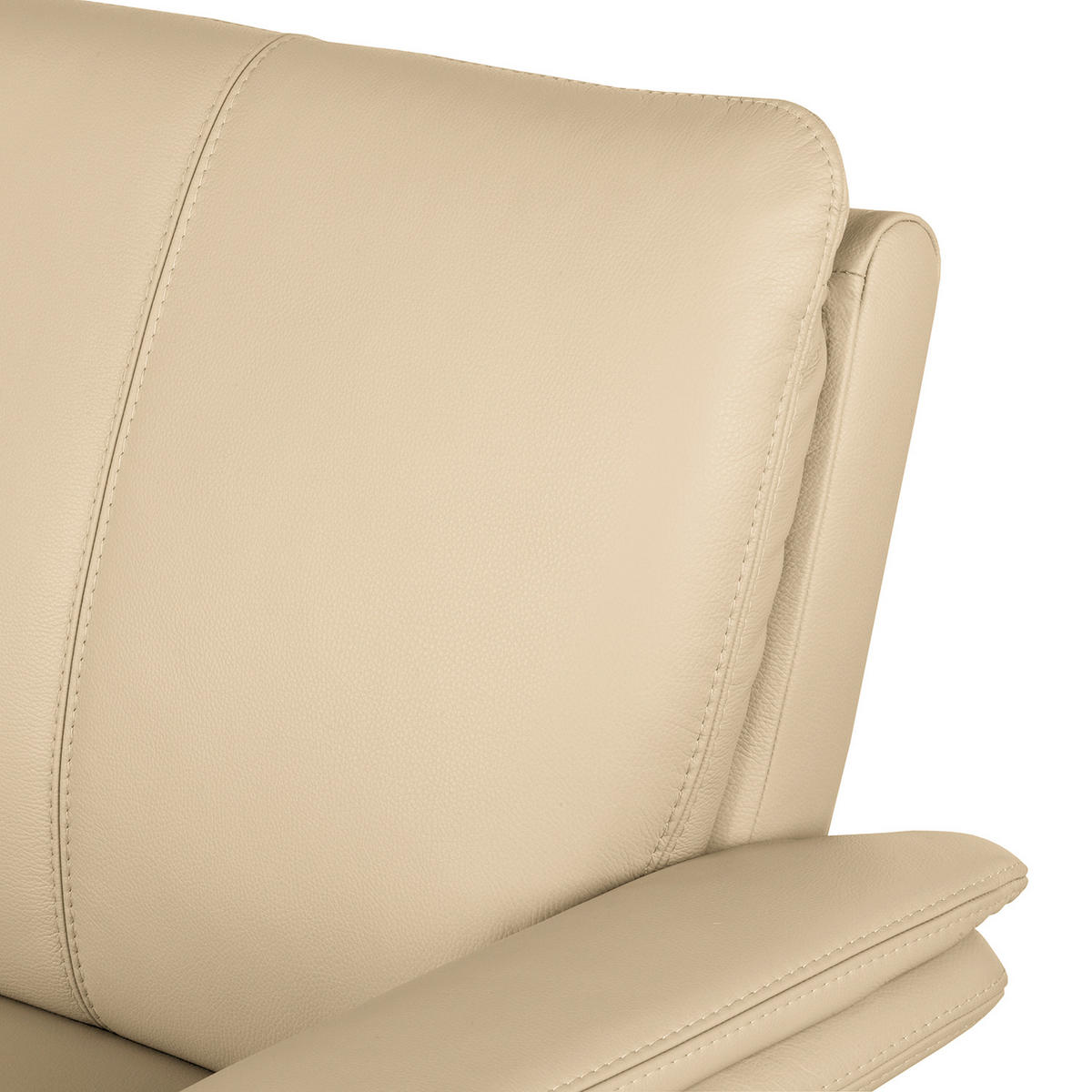 3-SITZER-SOFA Echtleder Beige  - Beige/Silberfarben, Design, Leder/Metall (214/90/88cm) - Livetastic