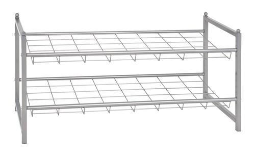 Schuhregal 2 Ablagen 8 Paar Alufarben H: 38 Cm