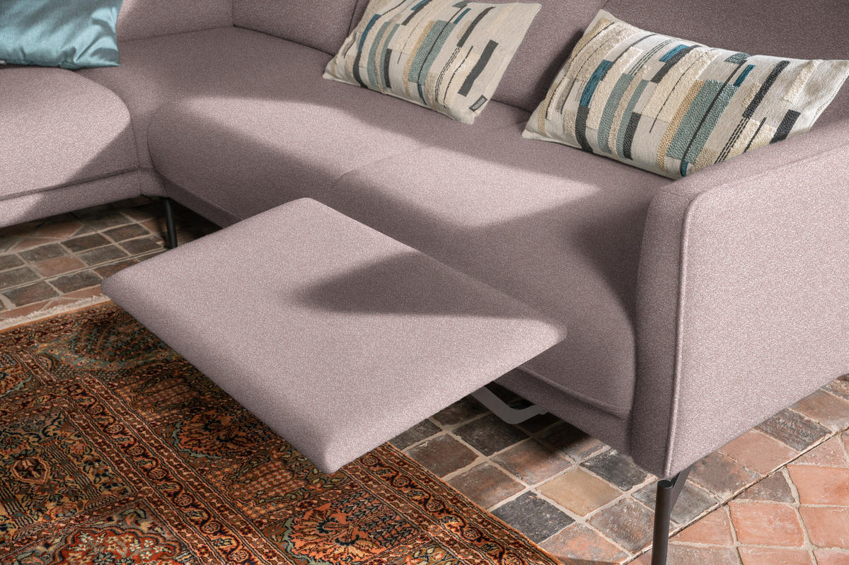 ECKSOFA in Struktur, Flachgewebe Rosa  - Anthrazit/Rosa, Design, Textil/Metall (230/254cm) - Johann Jakob