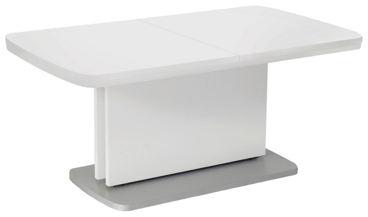 TABLE BASSE in Holzwerkstoff 110-180/63/53-72 cm  - blanc/couleur argentée, Konventionell, matériau de bois (110-180/63/53-72cm) - Venda