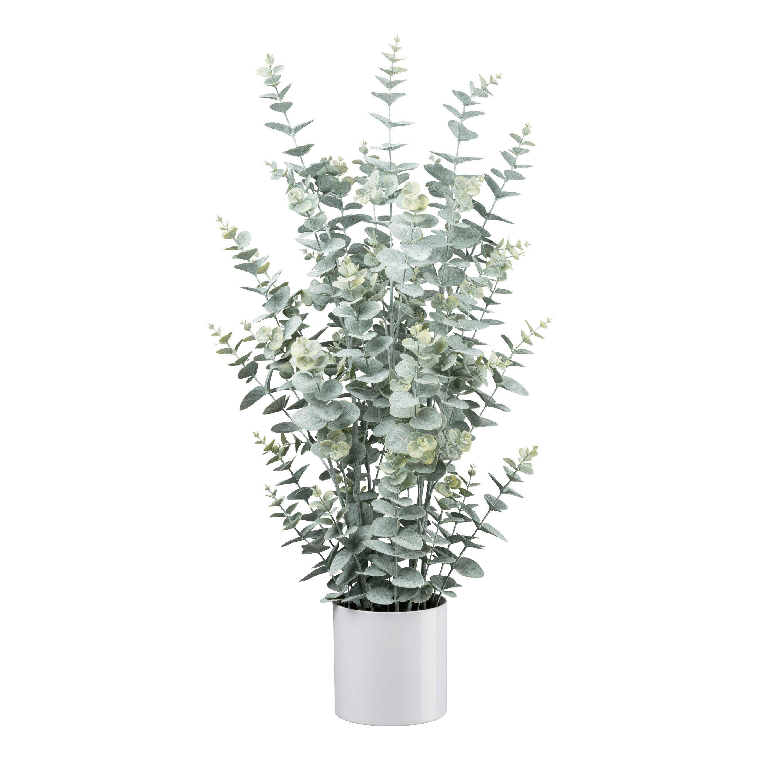 KUNSTPFLANZE Eukalyptus 95 cm  - Graugrün/Weiß, Basics, Kunststoff (95cm)