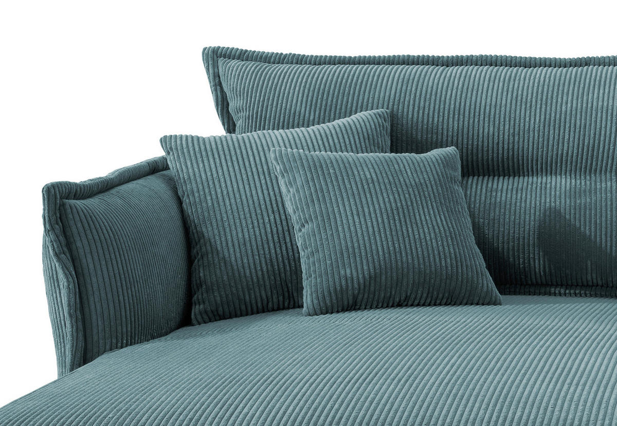 ECKSOFA in Cord Petrol  - Petrol/Schwarz, Modern, Textil/Metall (180/255cm) - Livetastic