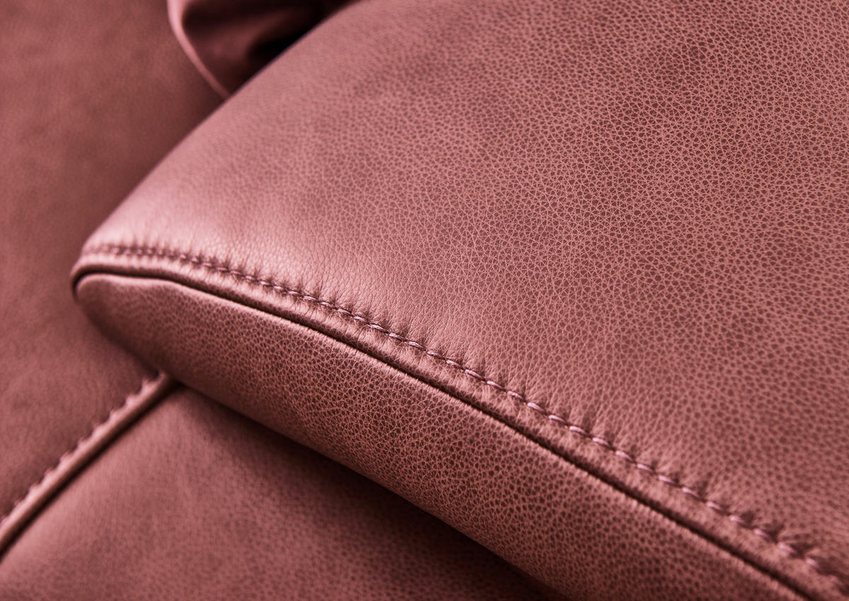 ECKSOFA in Echtleder Weinrot  - Anthrazit/Weinrot, Design, Leder/Metall (255/325cm) - Dieter Knoll