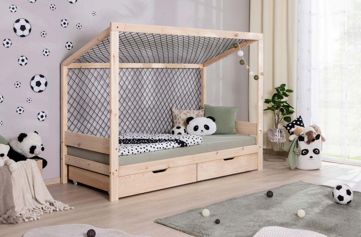 STAURAUMBETT 90/200 cm  in Naturfarben  - Naturfarben, MODERN, Holz/Textil (90/200cm) - MID.YOU