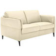 2,5-SITZER in Leder Ecru  - Ecru/Schwarz, Design, Leder/Metall (164/84/99cm) - Dieter Knoll