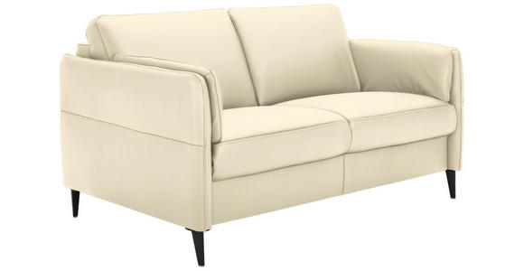 2,5-SITZER in Leder Ecru - Ecru/Schwarz, Design, Leder/Metall (164/84/99cm) - Dieter Knoll