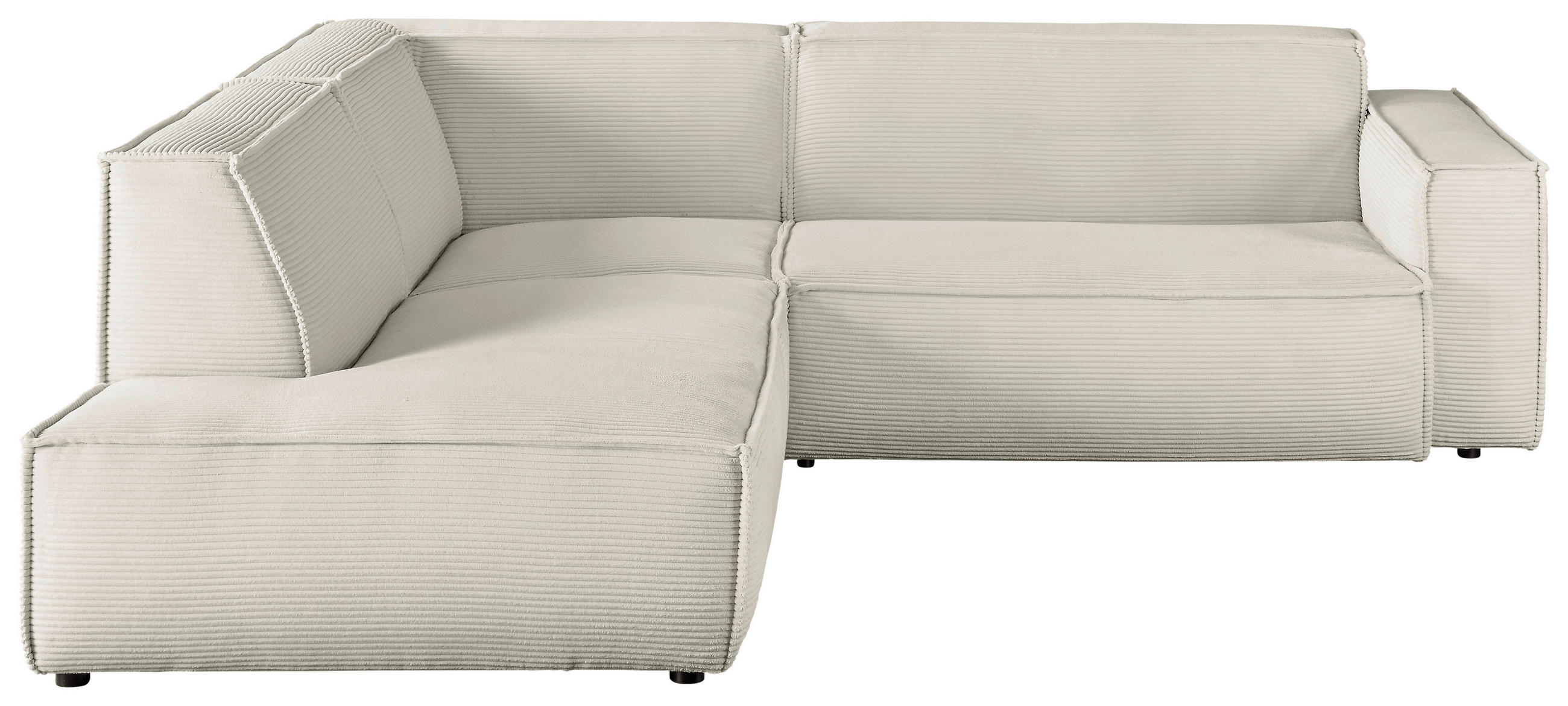 ECKSOFA Creme Cord  - Creme/Schwarz, KONVENTIONELL, Kunststoff/Textil (224/254cm) - Hom`in