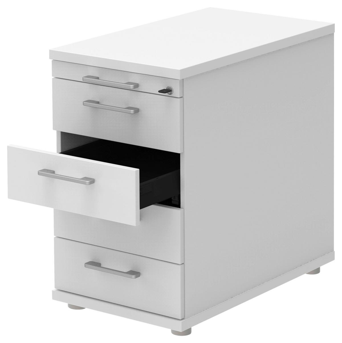 ANSTELLCONTAINER Weiß, Alufarben  - Alufarben/Weiß, KONVENTIONELL, Holzwerkstoff/Metall (43/72-80/80cm) - Moderano